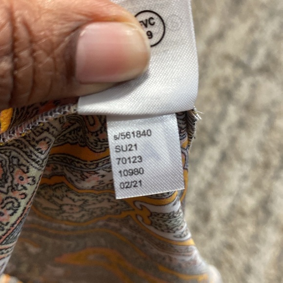 Ann Taylor factory Orange Patterned Dress with glitter sleeves sz M - Picture 12 of 12